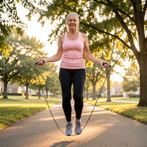 woman jumping rope park