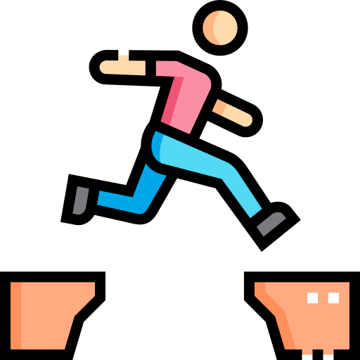 person jumping over steps
